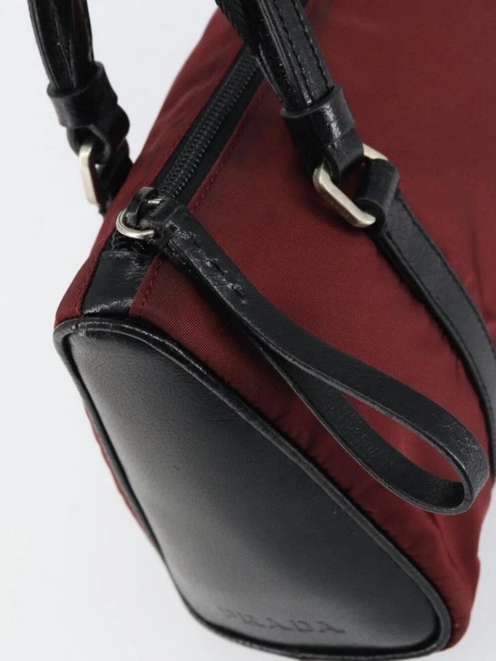 PRADA Hand Bag Nylon Bordeaux Silver Auth am10143 - Picture 10 of 16